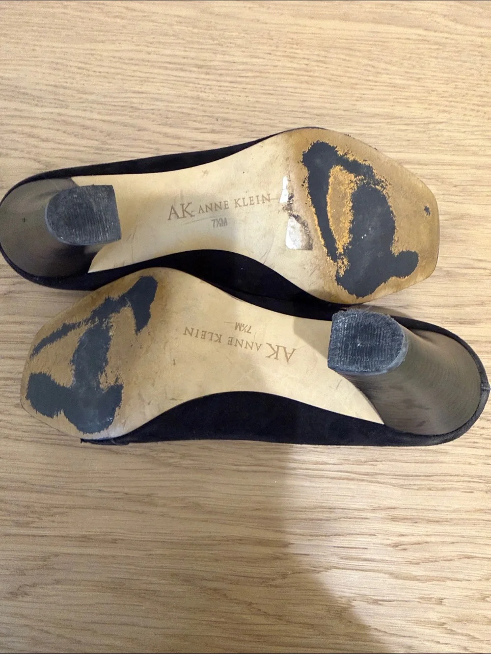Anne Klein Black Suede Buckle Pump